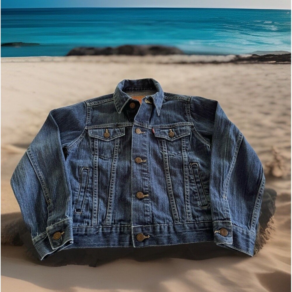 Levi Strauss Trucker Blue Denim Jacket 7747-604 Kids Boys Small (8-10 yrs)